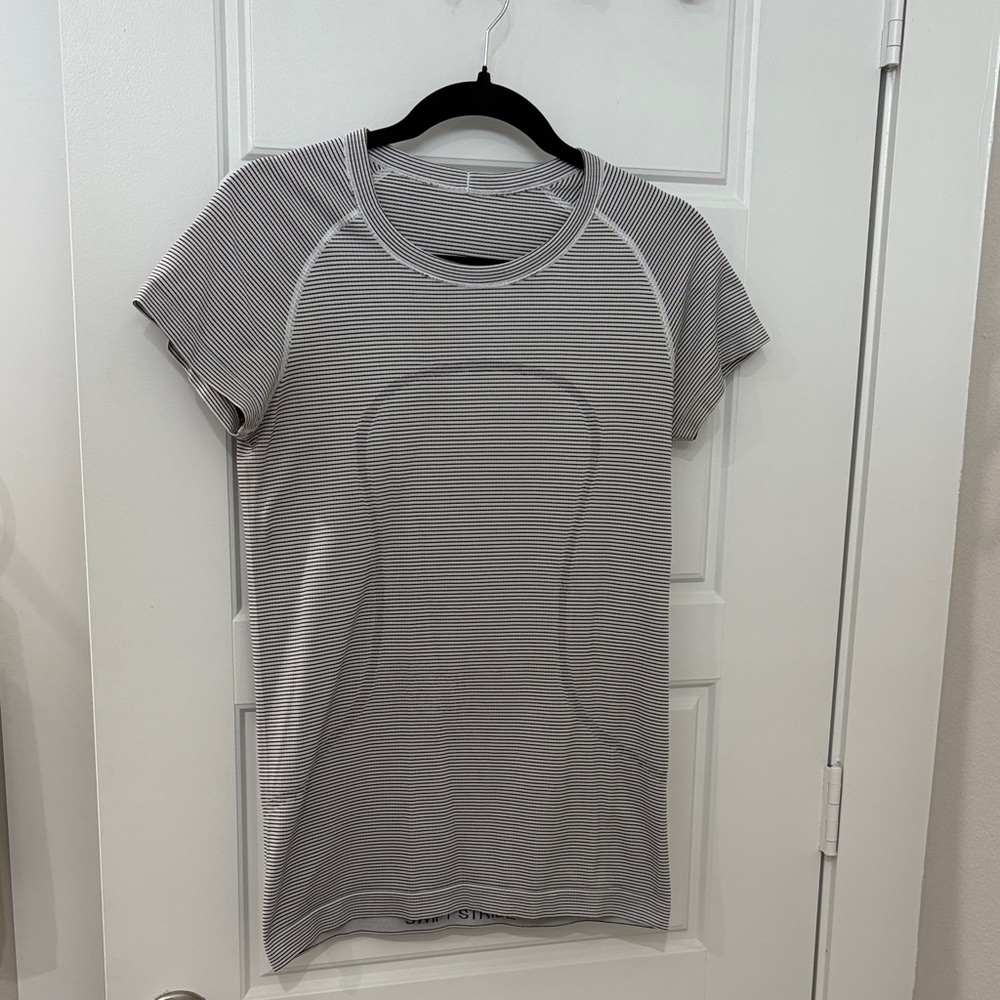 Lululemon Athletica Black and White Striped Tee